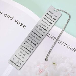 Jzxwan I Love You Gifts Bookmark for Him Her, When I Say I Love You More Note, Personalized Wedding Anniversary Present for Husband Wife, Unique Birthday Valentine's Day Gifts for Men Women