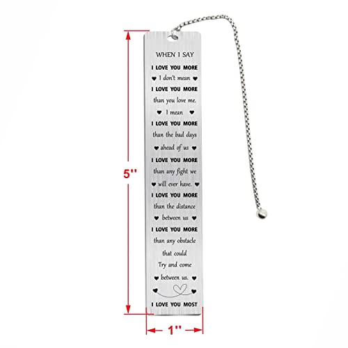 Jzxwan I Love You Gifts Bookmark for Him Her, When I Say I Love You More Note, Personalized Wedding Anniversary Present for Husband Wife, Unique Birthday Valentine's Day Gifts for Men Women