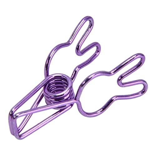 20Pcs Rabbit Bunny Shaped Binder Clips, Rabbit Shape Paper Clips Bookmarks Clips Binder Clips Combination Page Markers for Office Home School(Purple)