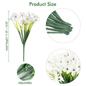 XEOLIAN 20 Bundles Artificial Flowers Hydrangea Silk Flowers Heads Fake Outdoor Indoor Flowers No Fade Faux Plastic Greenery Shrubs Garden Porch Window Box Décor (White)