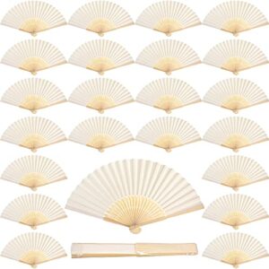 60 pcs white paper hand fan bamboo folding fan handheld wedding fans folded fan for bridal dancing party favors church home office decoration gift diy supplies stage props in opp individual package