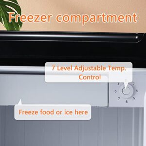 Antarctic Star Compact Refrigerator Mini Fridge for Beverage, Ice Cream, Vegetable, Fruit, 1.7 Cu. Ft., Freezer with Drip Tray, Bottle Racks and Defrost Button, Great for Bedroom, Office, Garage, Dorm, Black