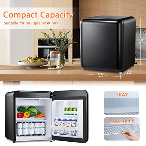 Antarctic Star Compact Refrigerator Mini Fridge for Beverage, Ice Cream, Vegetable, Fruit, 1.7 Cu. Ft., Freezer with Drip Tray, Bottle Racks and Defrost Button, Great for Bedroom, Office, Garage, Dorm, Black