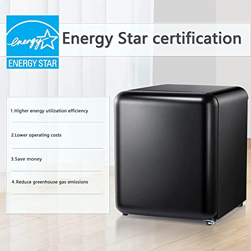 Antarctic Star Compact Refrigerator Mini Fridge for Beverage, Ice Cream, Vegetable, Fruit, 1.7 Cu. Ft., Freezer with Drip Tray, Bottle Racks and Defrost Button, Great for Bedroom, Office, Garage, Dorm, Black