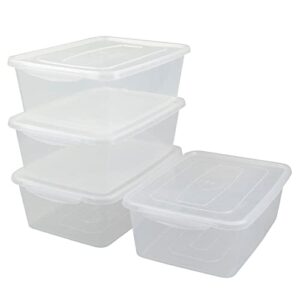 hommp 4-pack 14 l clear storage box, plastic storage bin