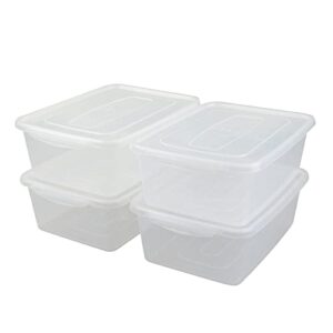 Hommp 4-Pack 14 L Clear Storage Box, Plastic Storage Bin