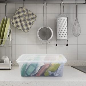 Hommp 4-Pack 14 L Clear Storage Box, Plastic Storage Bin