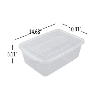 Hommp 4-Pack 14 L Clear Storage Box, Plastic Storage Bin