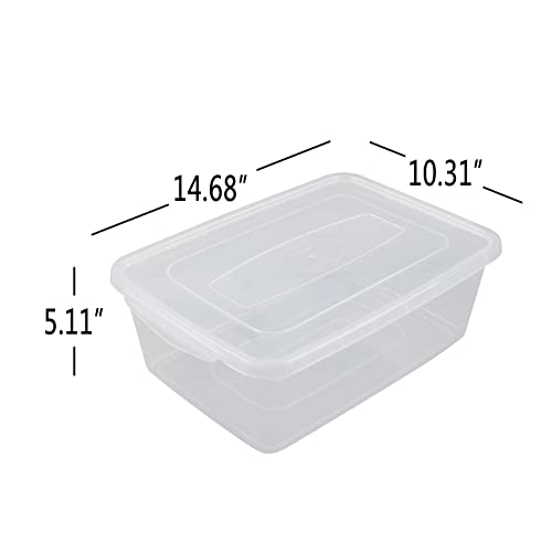 Hommp 4-Pack 14 L Clear Storage Box, Plastic Storage Bin