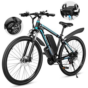 29in 750w electric road ebike for adults, ebycco 48v 13ah 28mph electric mountain bike cityscape commuter beach cruiser e bicycle for men women, usb phone holder&shimano 21-speed&&removable battery