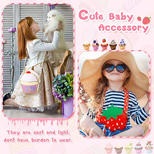 Cindeer 2 Pcs Girls Strawberry Purse Bag Cupcake Purse Bag Kawaii Food Fruit Purse Chain PU Phone Shoulder Wallet Crossbody Handbag for Women