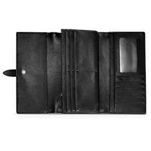 Solaround Leather Wallets for Women Tri-fold Large Capacity Clutch Wallet (Clutch, Black)