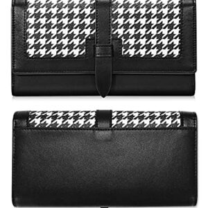 Solaround Leather Wallets for Women Tri-fold Large Capacity Clutch Wallet (Clutch, Black)