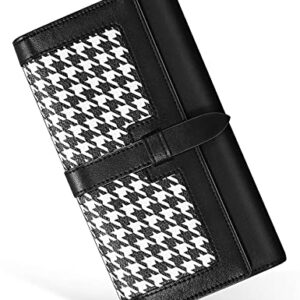 Solaround Leather Wallets for Women Tri-fold Large Capacity Clutch Wallet (Clutch, Black)