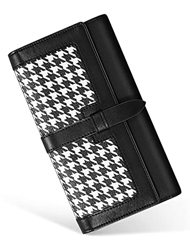 Solaround Leather Wallets for Women Tri-fold Large Capacity Clutch Wallet (Clutch, Black)