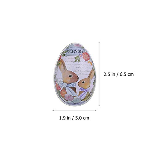 jojofuny 12Pcs Painted Eggshell Style Tin Box Easter Rabbit Tin Box, Egg- shaped Candy Box Jewelry Box Gift Package Box Metal Empty Eggs