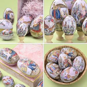jojofuny 12Pcs Painted Eggshell Style Tin Box Easter Rabbit Tin Box, Egg- shaped Candy Box Jewelry Box Gift Package Box Metal Empty Eggs