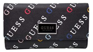guess women’s logo print wallet clutch bag – black multi