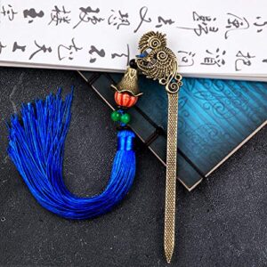 yjmz metal bookmark, unique bookmark.with phoenix totem and tassel pendant, symbolizing auspiciousness, suitable as a creative gift for family and book friends