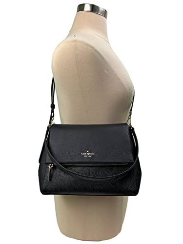 Kate Spade Leila Medium Pebbled Leather Shoulder Bag (Black)