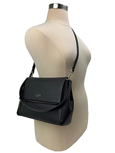 Kate Spade Leila Medium Pebbled Leather Shoulder Bag (Black)