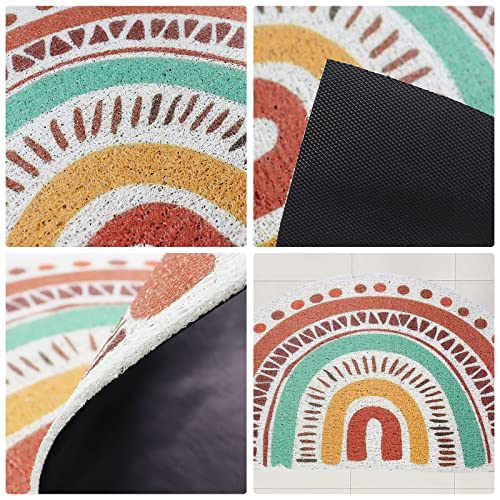 Prettybuy Semi-Circle Rainbow Doormat Cute Rugs Indoor and Outdoor Mats Non-Slip Rugs Doorway Mat Welcome Mats Area Rugs for Living Room Bedroom Bathroom,31.5in*15.7in