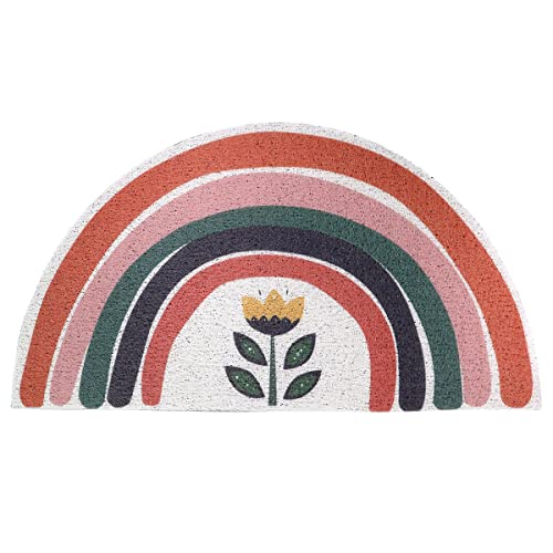 Prettybuy Semi-Circle Rainbow Doormat Cute Rugs Indoor and Outdoor Mats Non-Slip Rugs Doorway Mat Welcome Mats Area Rugs for Living Room Bedroom Bathroom,31.5in*15.7in