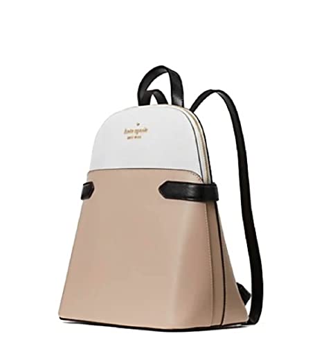 Kate Spade New York Staci Dome Leather Medium Backpack Warm Beige Black