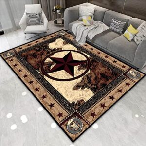 Vintage Rustic Western Texas Star Wood Panel Style Modern Area Rugs Non-Slip Floor Carpet Indoor Outdoor Throw Rugs Bathroom Mat Home Decoration for Kitchen Playing Room Bedroom Living Room 5'x7'