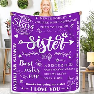 sisters gifts from sister, for sister, gifts for sister throw blanket, sister, birthday gifts for sister from sister, sister gifts，soft purple blanket 50″ x 60″