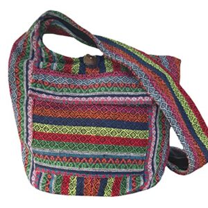 Aztec Crossbody Bags for Women - Boho Shoulder Bag - Handmade Hippie Purse - Fully Lined Cotton Interior - Medium (Rainbow)