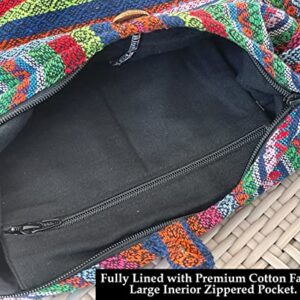 Aztec Crossbody Bags for Women - Boho Shoulder Bag - Handmade Hippie Purse - Fully Lined Cotton Interior - Medium (Rainbow)