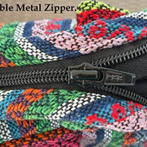 Aztec Crossbody Bags for Women - Boho Shoulder Bag - Handmade Hippie Purse - Fully Lined Cotton Interior - Medium (Rainbow)