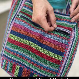 Aztec Crossbody Bags for Women - Boho Shoulder Bag - Handmade Hippie Purse - Fully Lined Cotton Interior - Medium (Rainbow)