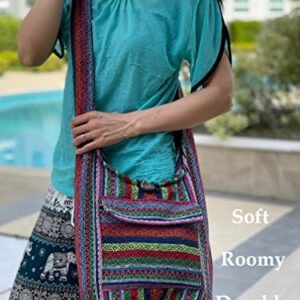 Aztec Crossbody Bags for Women - Boho Shoulder Bag - Handmade Hippie Purse - Fully Lined Cotton Interior - Medium (Rainbow)