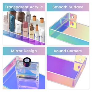 NiHome Iridescent Acrylic Floating Wall Shelves, 3-Pack Rainbow Display Shelves with Edges, 5mm Thick Heavy Duty Hanging Bookshelves for Home Office Wall Decoration