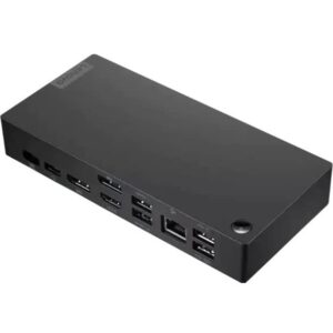 lenovo – usb-c dock (windows only) – 65w with 90w power adapter attached – univ support for most win 10 and above usb-c notebooks – multi 4k @ 60 hz – 2 dp, 1 hdmi, usb-c, usb-a – black – 40b50090us