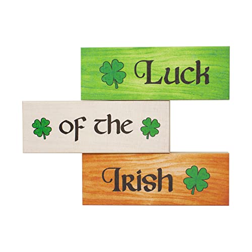 JennyGems St Patricks Day Decorations, Luck of the Irish, St Patricks Day Tiered Tray Decor, 3 Piece Wooden Block Set, Irish Decor, Irish Gifts, Made in USA