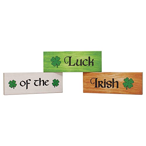 JennyGems St Patricks Day Decorations, Luck of the Irish, St Patricks Day Tiered Tray Decor, 3 Piece Wooden Block Set, Irish Decor, Irish Gifts, Made in USA