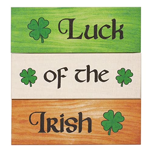 JennyGems St Patricks Day Decorations, Luck of the Irish, St Patricks Day Tiered Tray Decor, 3 Piece Wooden Block Set, Irish Decor, Irish Gifts, Made in USA