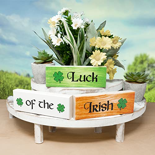 JennyGems St Patricks Day Decorations, Luck of the Irish, St Patricks Day Tiered Tray Decor, 3 Piece Wooden Block Set, Irish Decor, Irish Gifts, Made in USA