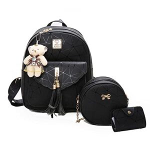 NA Three-Piece Women's Fashion Backpack, Versatile Fashion Backpack, Handbag and Shoulder Bag, Pink and Black Stripes