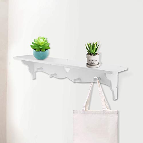 Yosoo Floating Shelves, White Wall Mounted Rack Wall Bookshelves Set for Bedroom Living Room Bathroom Decoration Home Decor Trophy Display