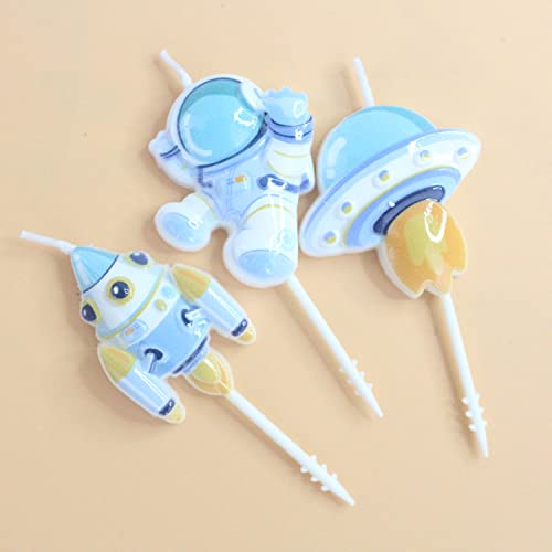 Astronaut Series Candle,Cute Spaceship and Rocket Cake Candle,Theme Baby Kids Children Happy Birthday Candles,Party Supplies,Cake Decoration