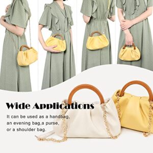 Small Top Handle Bag Clutch Mini Evening Bags Crossbody Shoulder Bag Ruched Pleated PU Vegan Leather Purse for Women(Yellow-1)