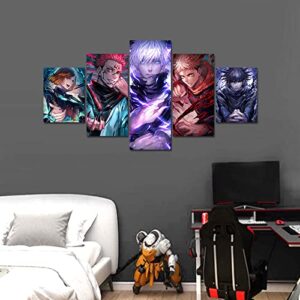 Onstthm Jujutsu Kaisen Poster Anime Posters Gojo Satoru Itadori Yuji Canvas Wall Art 5 Pieces Artwork Painting for Living Room Home Decoration Boy Gift (Unframed, JKWL-01)