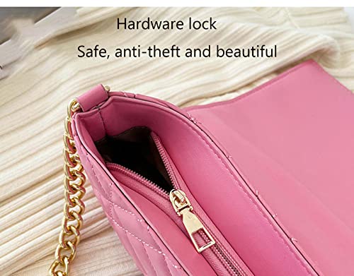 Ladies Shoulder Bag-Black Shoulder Bag Messenger Bag Lingge Chain Bag Small Square Bag Envelope Womens Bag-Suitable for Shopping Banquets, Etc.