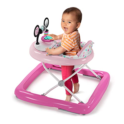 Disney Baby Minnie Mouse 2-in-1 Forever Besties Baby Walker - Easy Fold Frame and Removable-Toy Station, Age 6 Months+