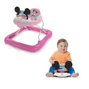 Disney Baby Minnie Mouse 2-in-1 Forever Besties Baby Walker - Easy Fold Frame and Removable-Toy Station, Age 6 Months+