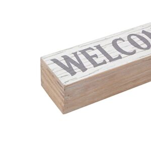 Welcome Decorative Tabletop Block Signs, 8.5” x 2” x 2.5” Solid Wood Wall Decor Signs for Kitchen, Dining Room, Living Room